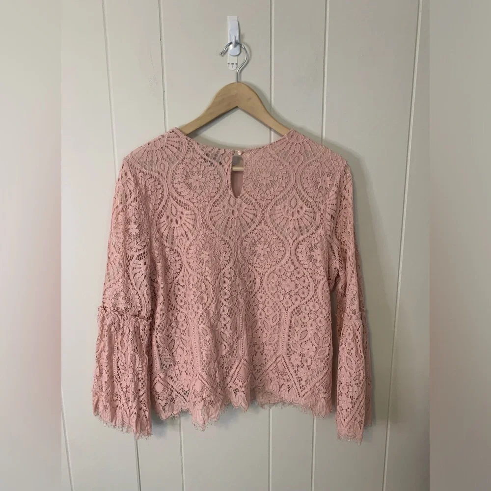 Worthington Pink Lace Career Top Size Large Petite
